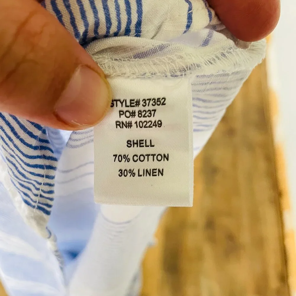 The‎ Nines Blue White Striped Cold Shoulder Tank Top Size M