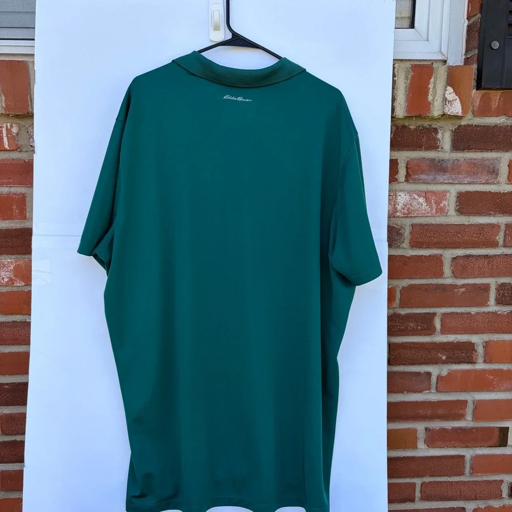 Eddie Bauer Motion Mens Polo Shirt T2XL Tall Green Performance Short Sleeve‎