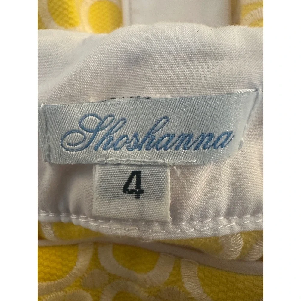 Shoshanna Women's Yellow Geometric Piqué Open Back Sheath Dress Size 4