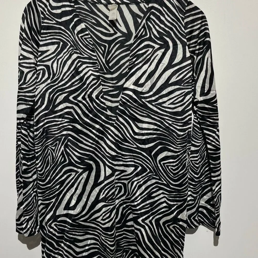 Victoria's Secret Women's Black White Zebra Print V-Neck Long‎ Sleeve Dress XS