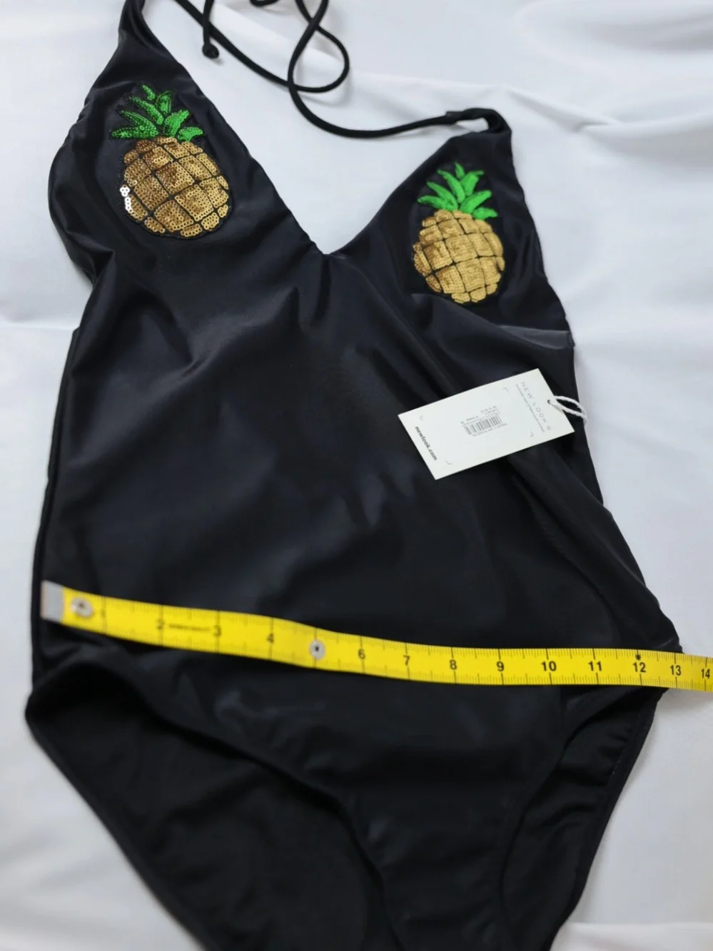 New Gold Pineapple Sequin Black One Piece unique fun party Swimsuit by New Look