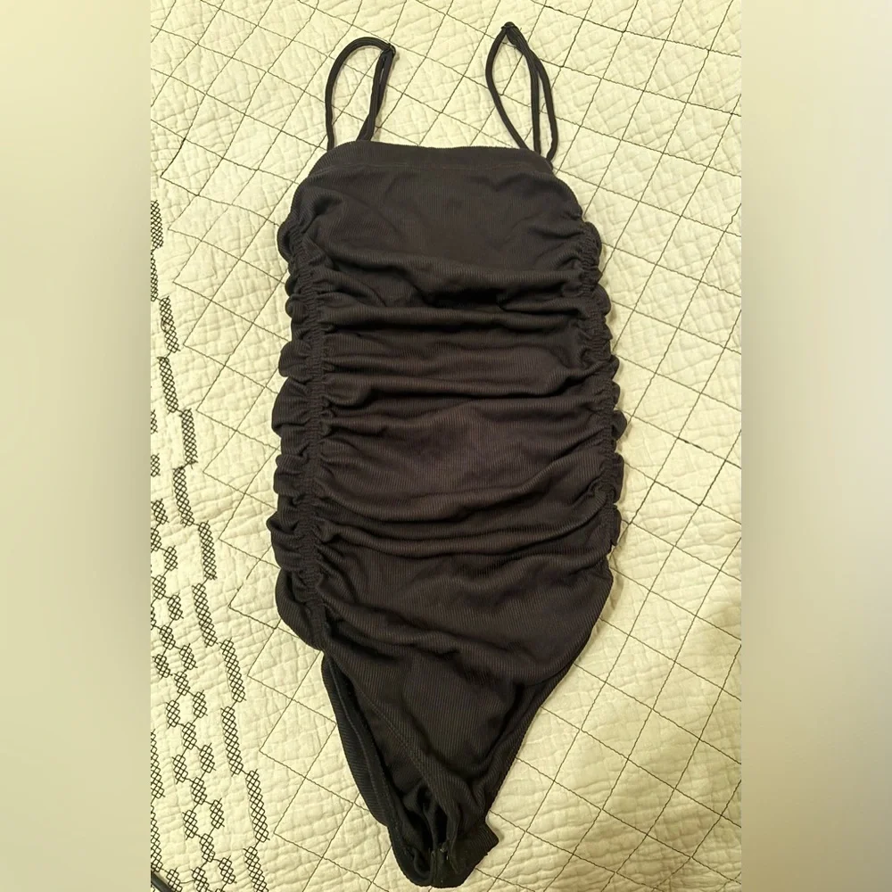 On Your Side Ruched Bodysuit by Free People XS