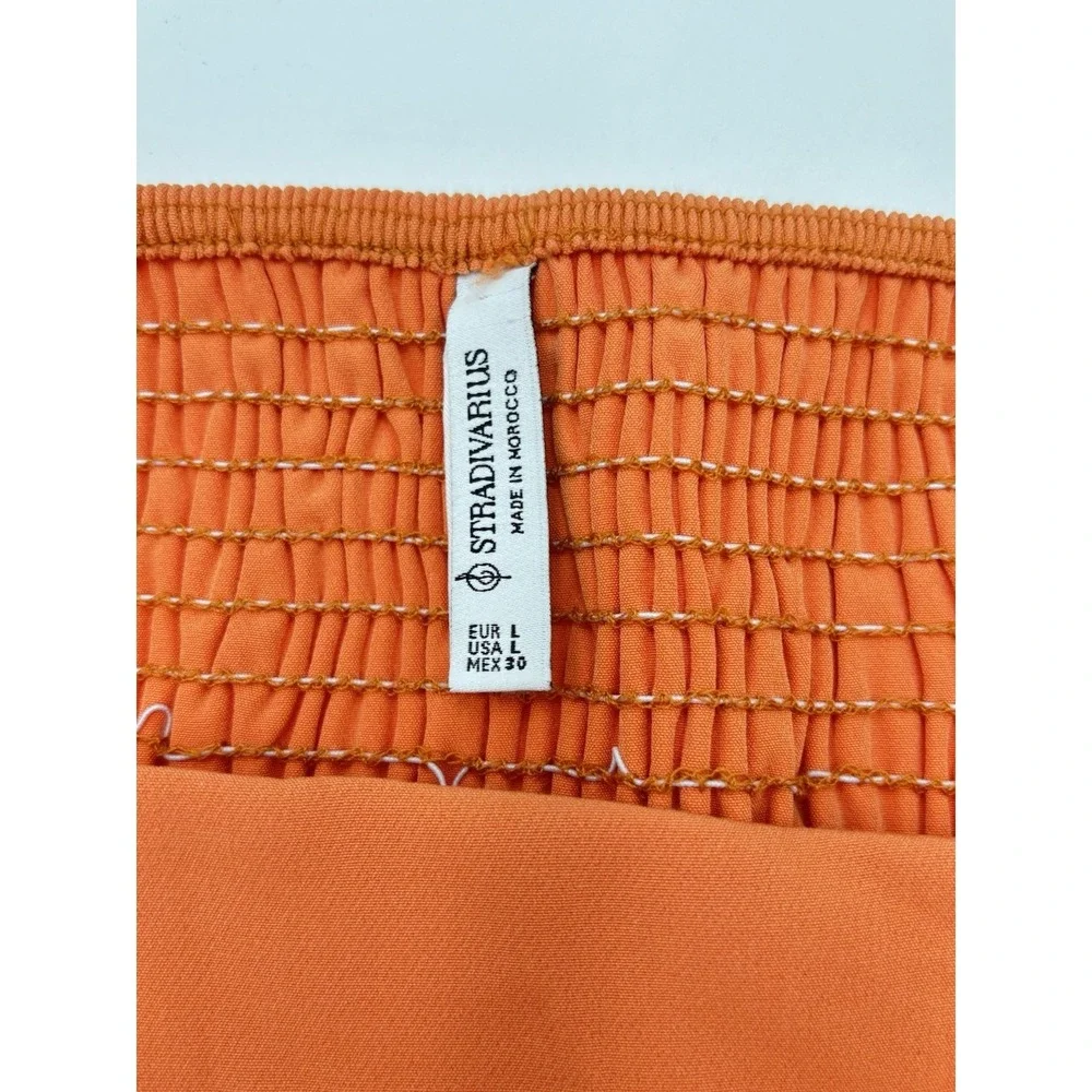 Stradivarius Neon‎ Orange Corset Crop Top Ruched Back Y2K Club Festival L