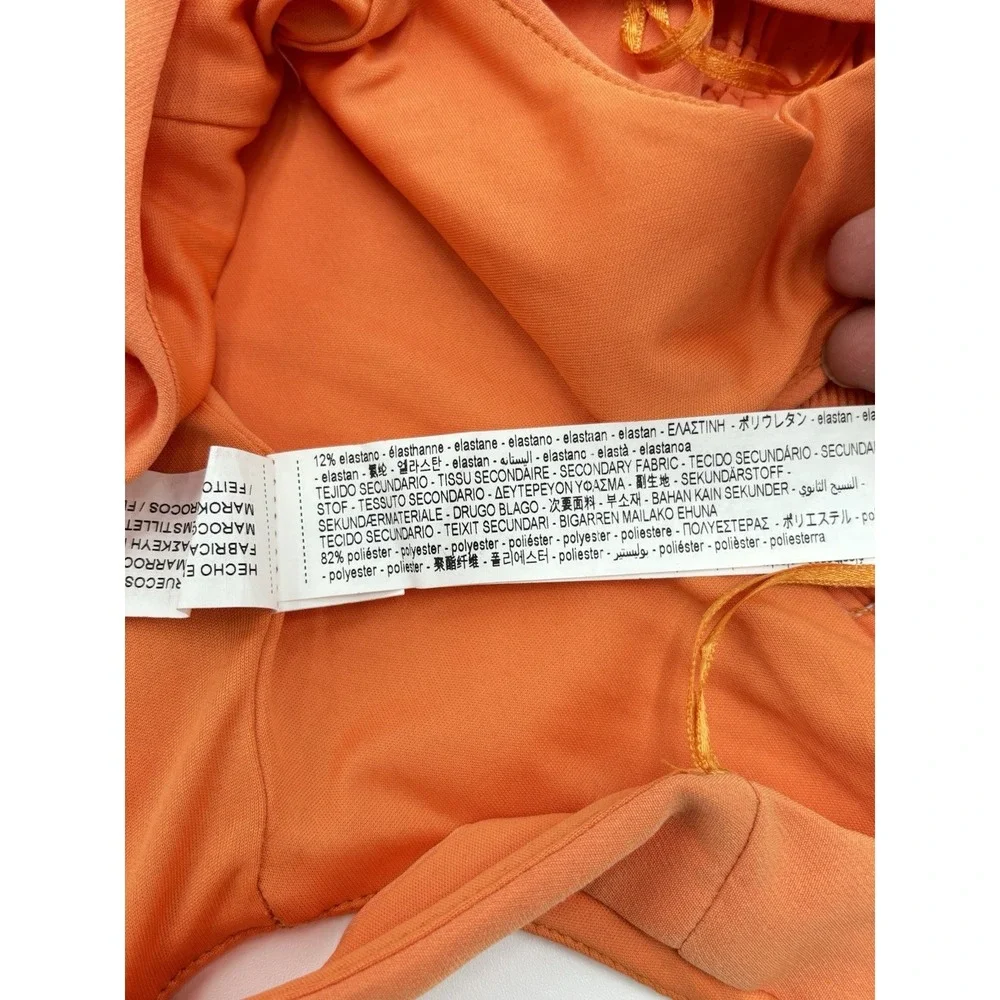 Stradivarius Neon‎ Orange Corset Crop Top Ruched Back Y2K Club Festival L