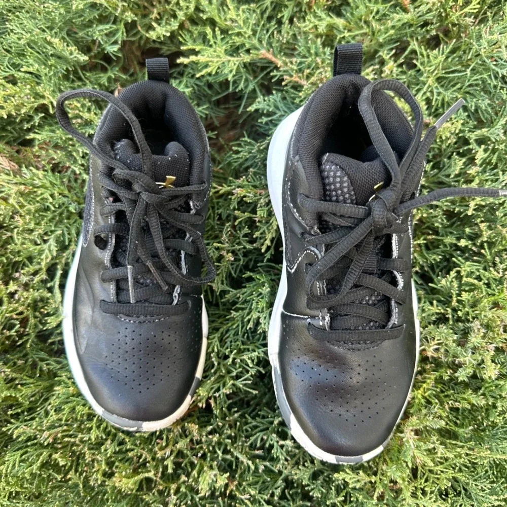 Under Armour Lockdown‎ 5 Faux Leather Basketball Shoes Toddler Boy Size 12 Black