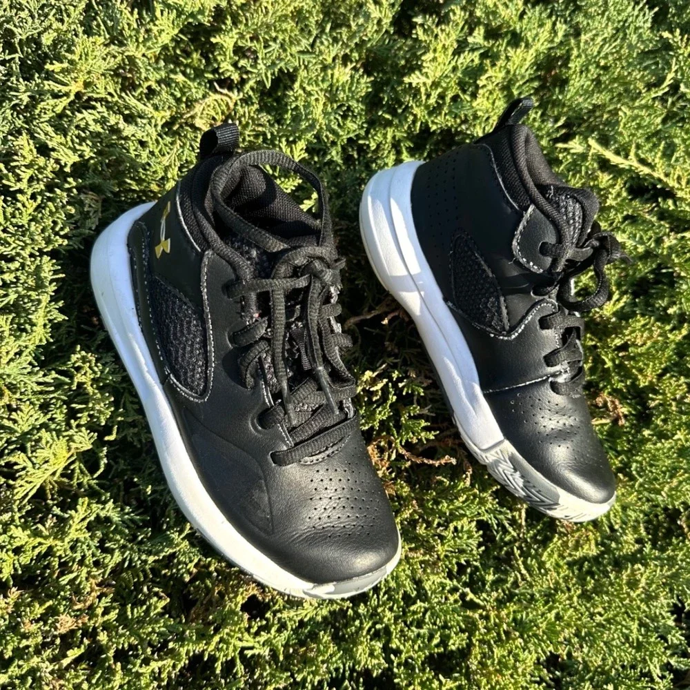 Under Armour Lockdown‎ 5 Faux Leather Basketball Shoes Toddler Boy Size 12 Black