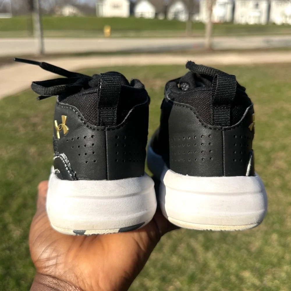 Under Armour Lockdown‎ 5 Faux Leather Basketball Shoes Toddler Boy Size 12 Black