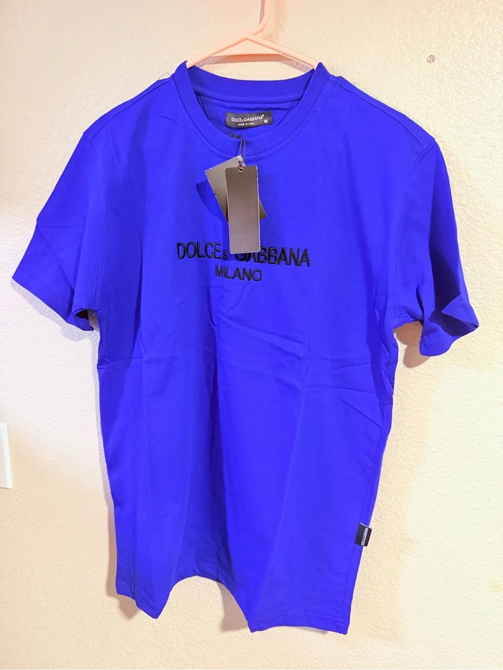 Dolce & Gabbana Royal Blue Embroidered Logo Crewneck Tee