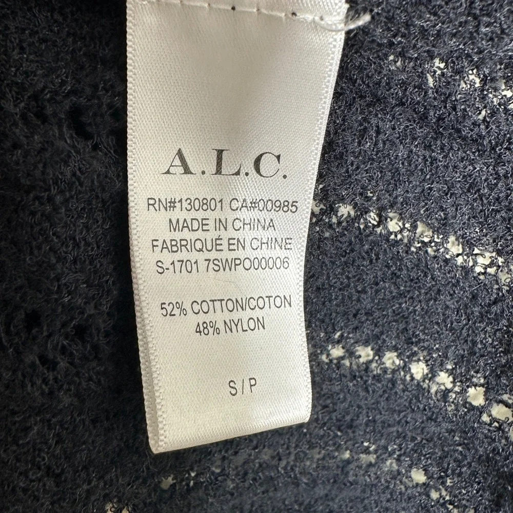 A.L.C. Miguel Sweater Lace Up Back Pointelle Knit Black size Small