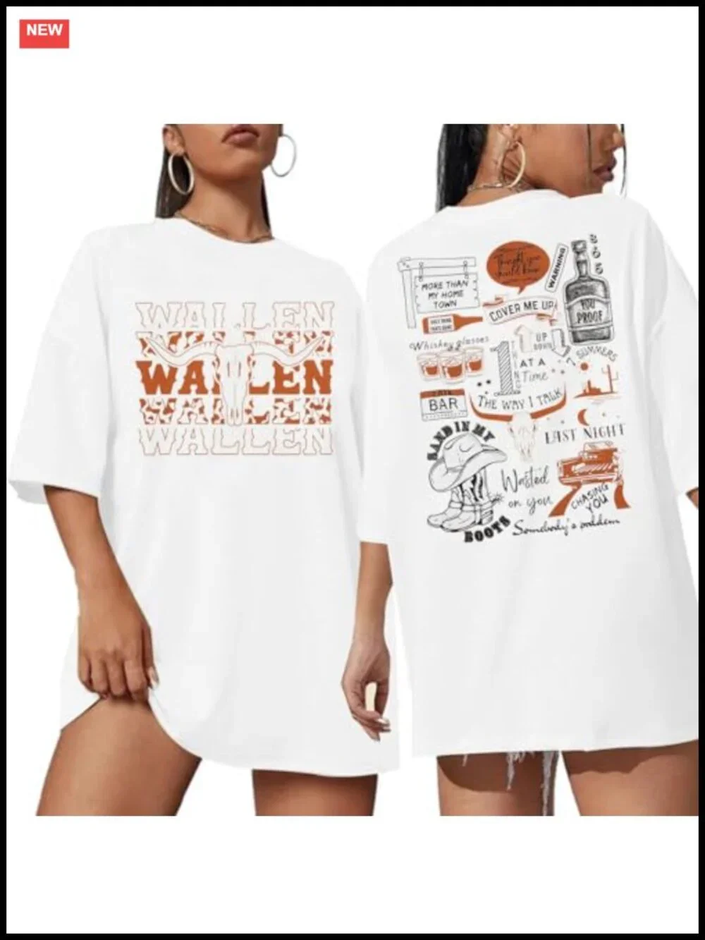 Women's Oversized Cow Skull Country Music Graphic Tee Vintage Western Short