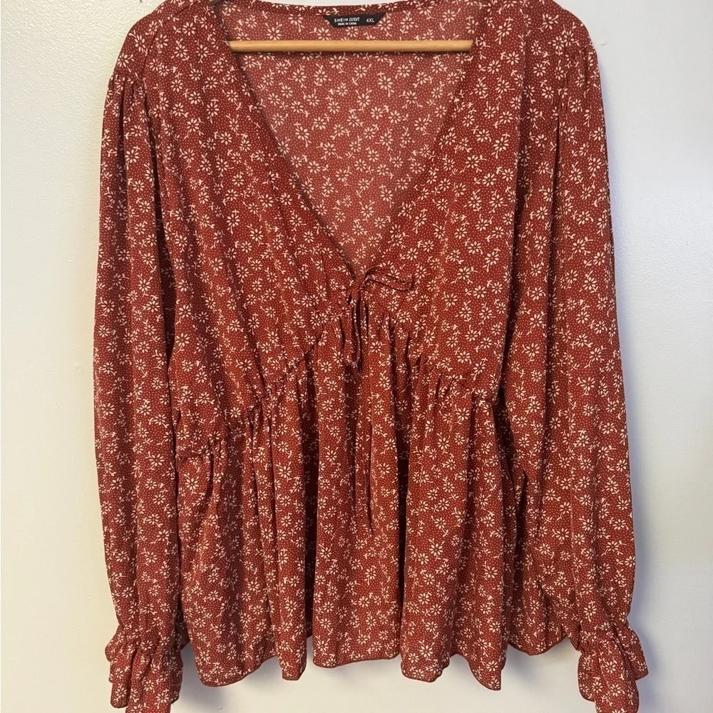 0424-30 Shein Curve Rust Top