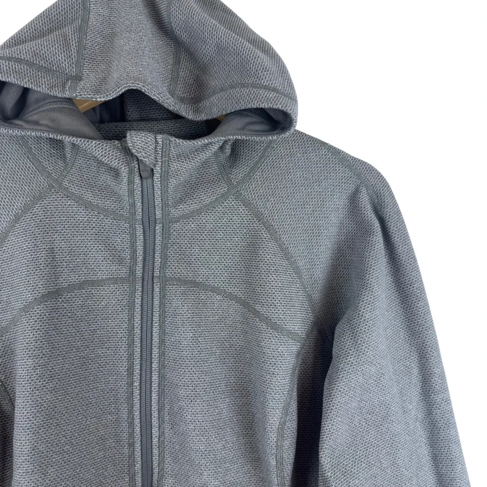 Prana Full Zip Hoodie Womens XL Gray Textured Waffle Knit Active W23170230