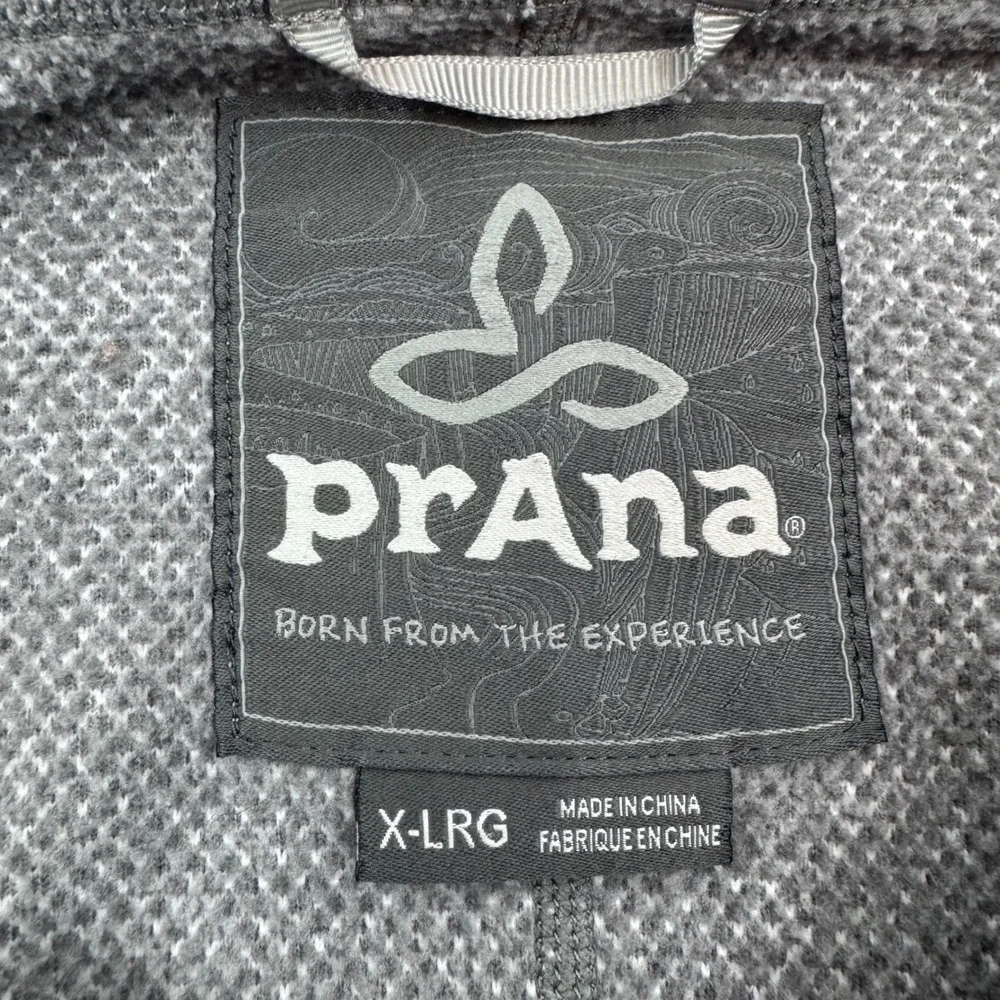 Prana Full Zip Hoodie Womens XL Gray Textured Waffle Knit Active W23170230