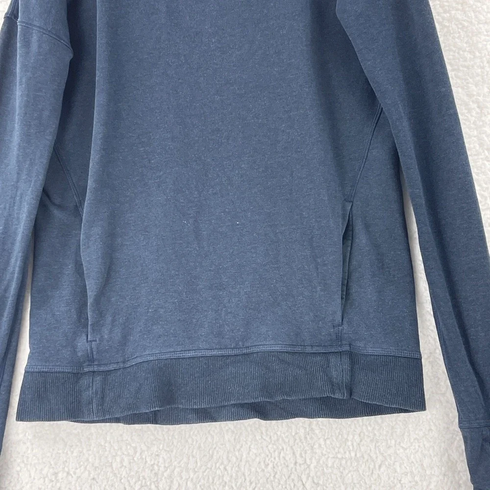Lululemon Stress Less Sweater Women Size 4 Blue Hoodie Long Sleeve Knit Pullover