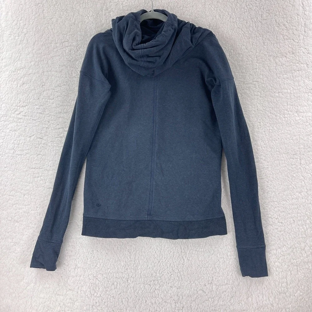 Lululemon Stress Less Sweater Women Size 4 Blue Hoodie Long Sleeve Knit Pullover