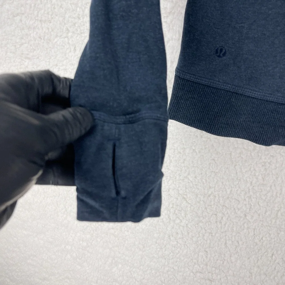 Lululemon Stress Less Sweater Women Size 4 Blue Hoodie Long Sleeve Knit Pullover