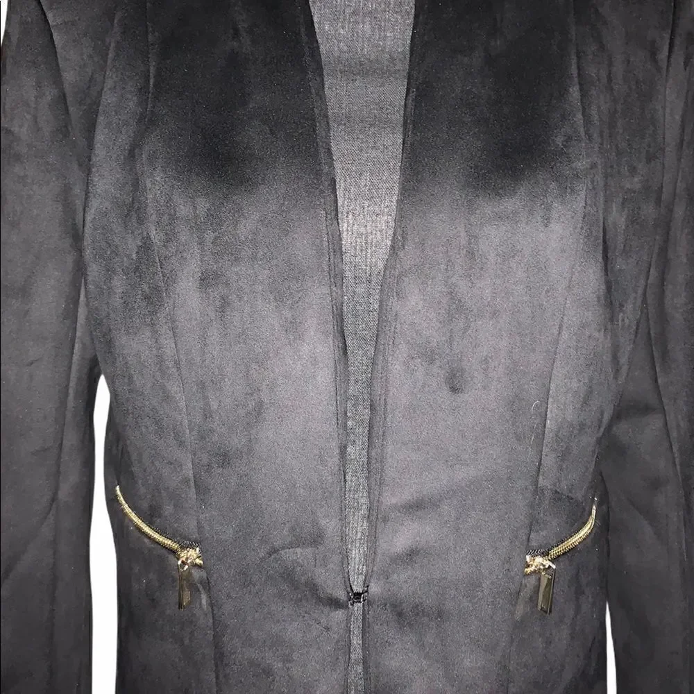 Carmen Marc Valvo Faux Leather Blazer