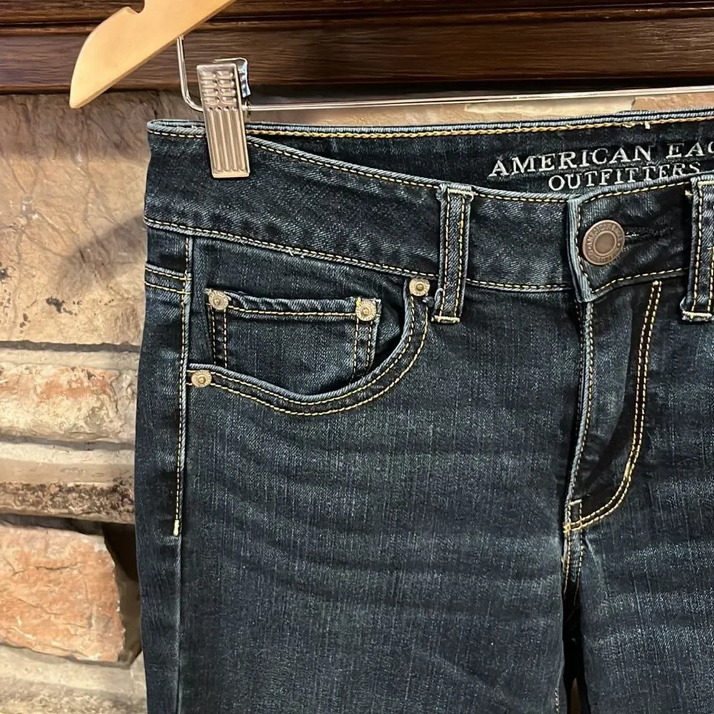 American Eagle Dark Wash Straight Leg Stretch Denim Jeans
