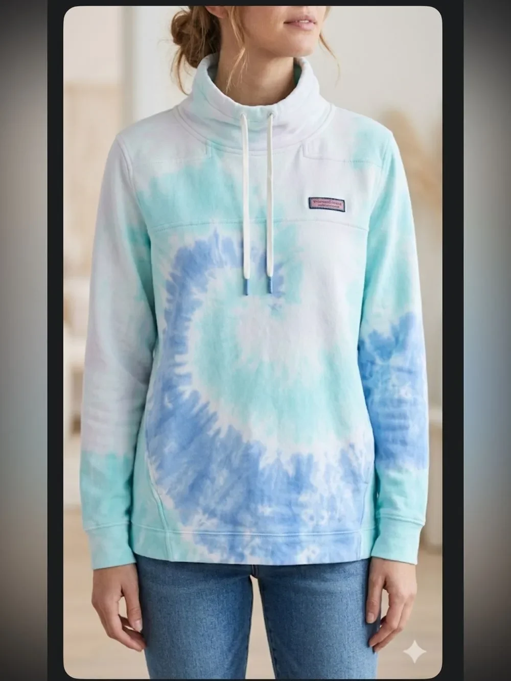 Vineyard Vines Shep To Dye For Funnel Neck Sweatshirt Women size M.