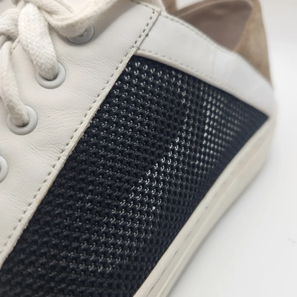 Vince Anette Alabaster Leather & Mesh Sneakers – Size 7.5‎ M