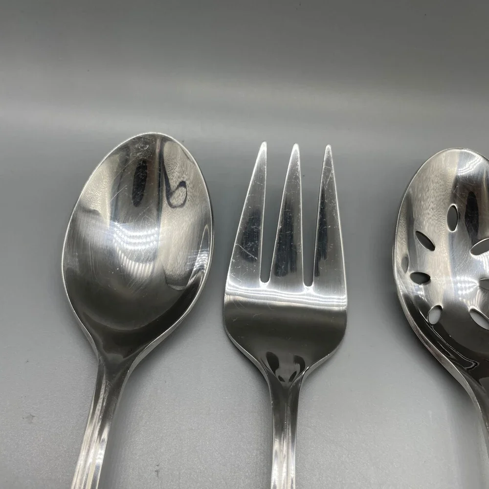 Dansk‎ ALSACE Stainless Steel 3 Piece Serving Set Slotted Spoon Meat Fork Spoon