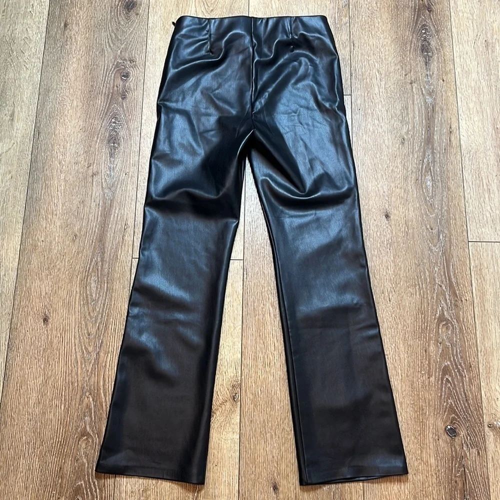 Zara Black Faux Leather Straight Pants Size M