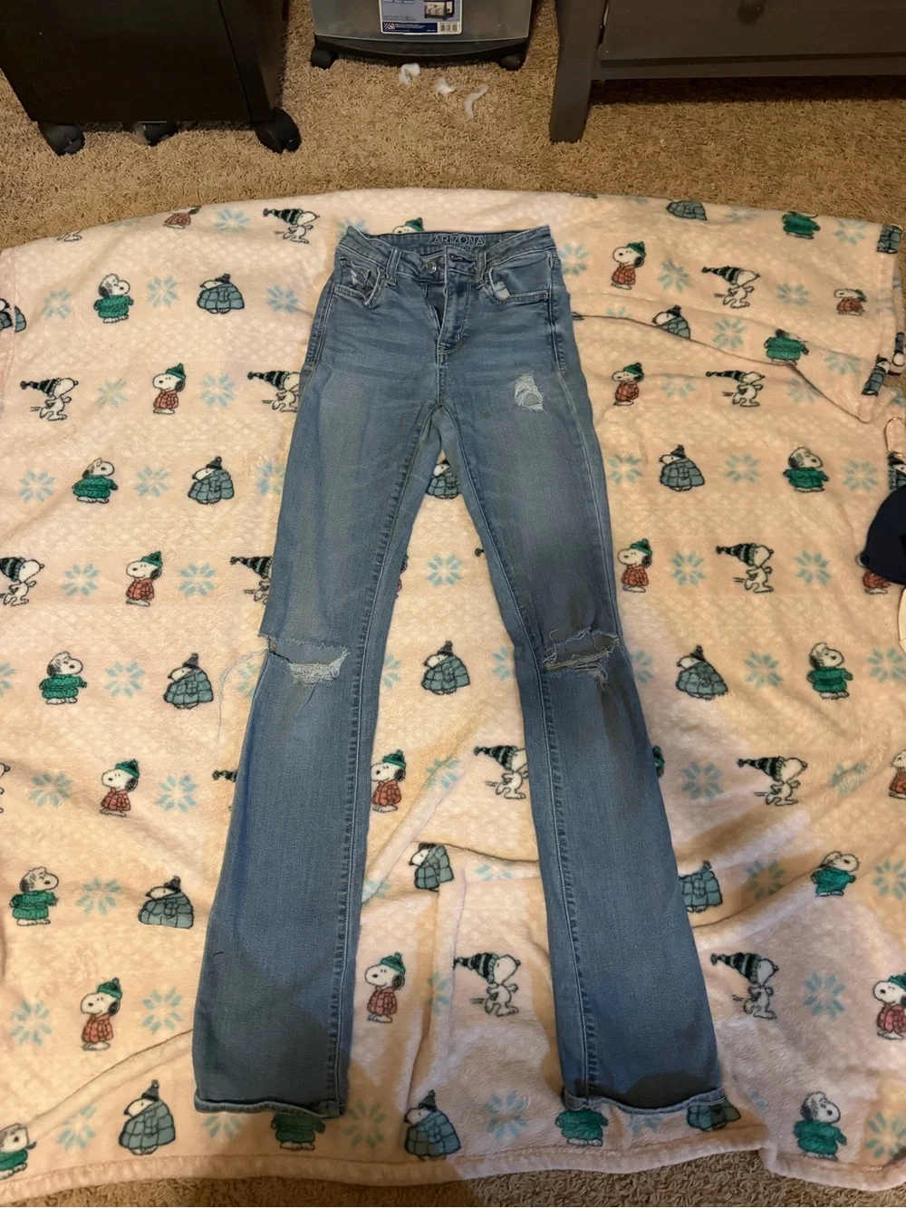 Arizona Jean Company Light Blue Distressed Flare Jeans