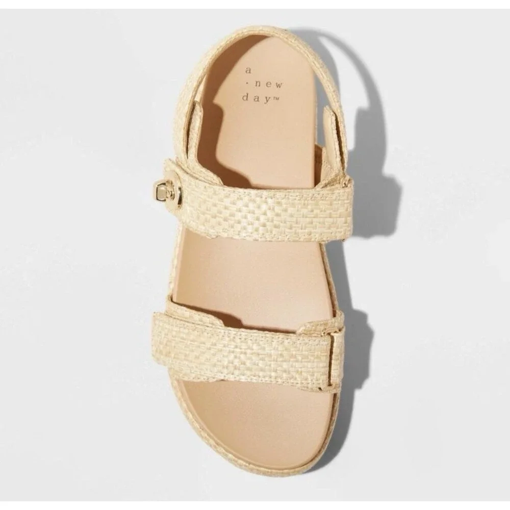 Womens Raffia Platform Sandals Boho Woven‎ Strap Summer Casual Chic Comfort Sz 8