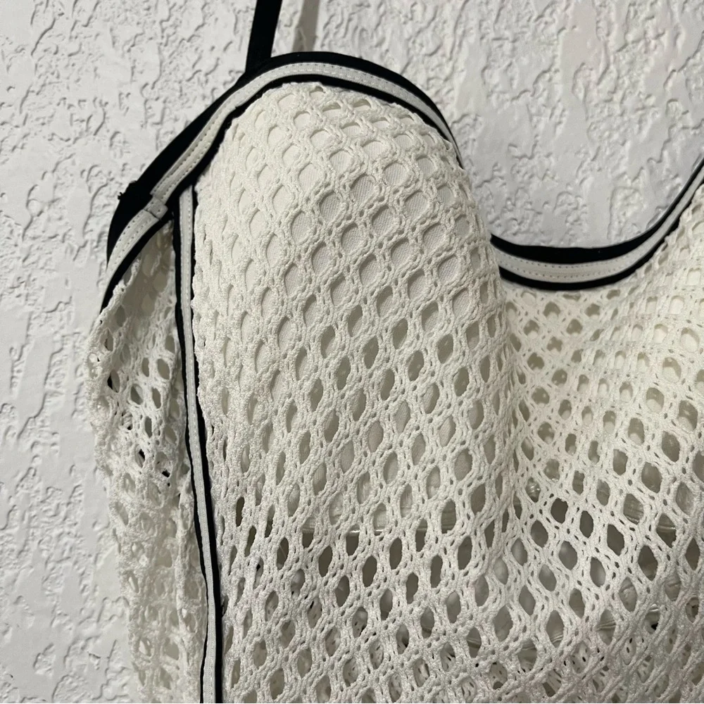Robin Picone White Cameron Crochet Mesh One‎ Piece Bathing Suit Size 10