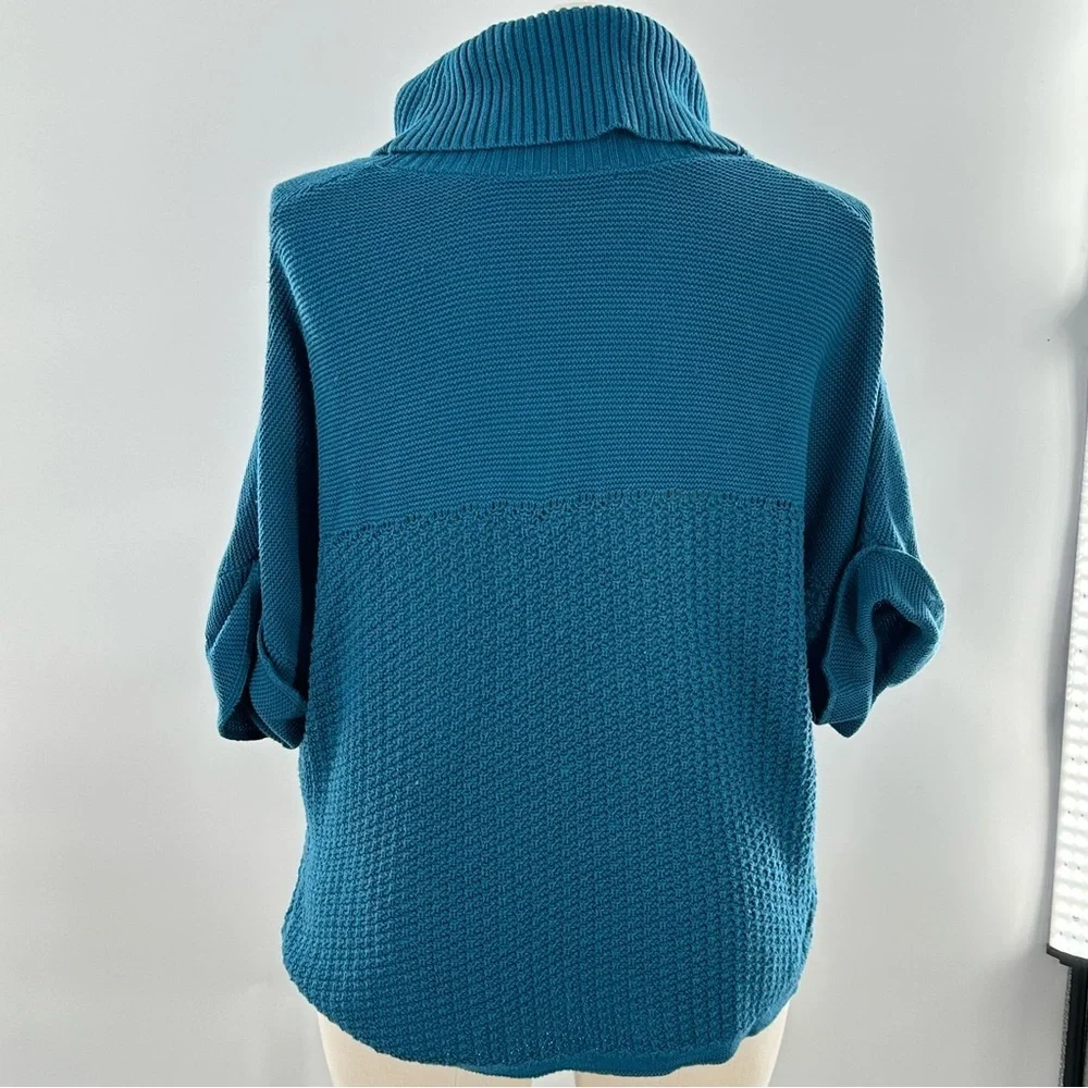 Coldwater Creek knit dolman sleeve sweater size 1X 18 blue teal turtleneck