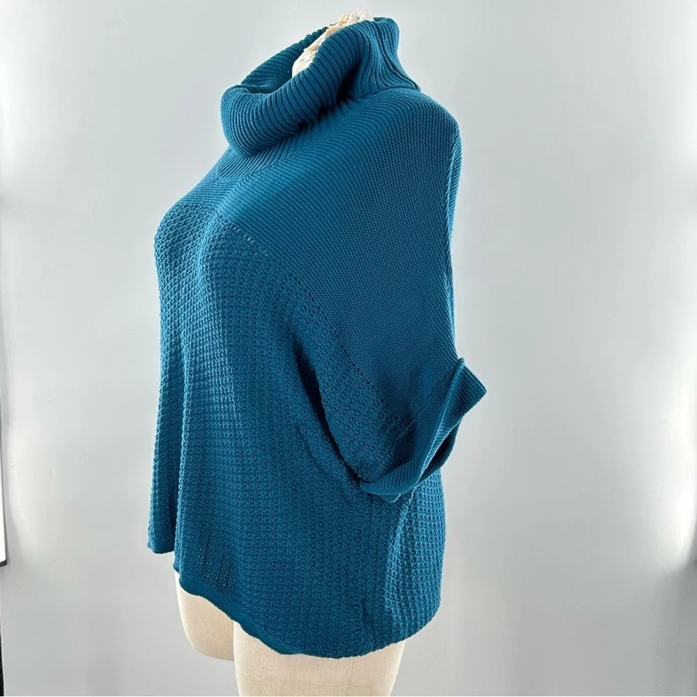 Coldwater Creek knit dolman sleeve sweater size 1X 18 blue teal turtleneck