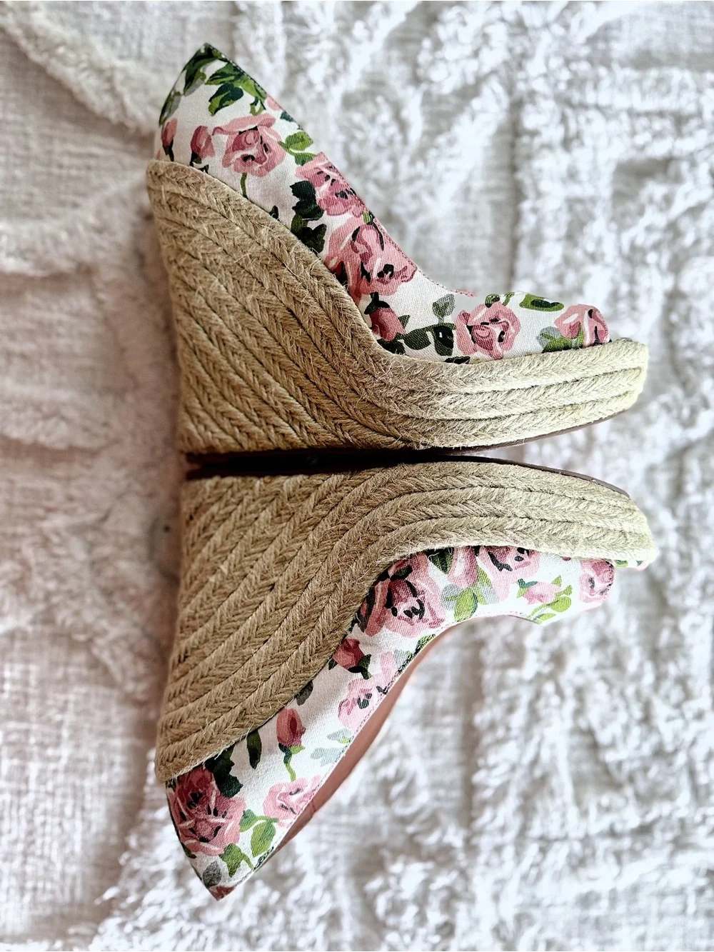 Betsey Johnson Valli Floral Espadrille Wedge Heels Pink Multi Size 7.5