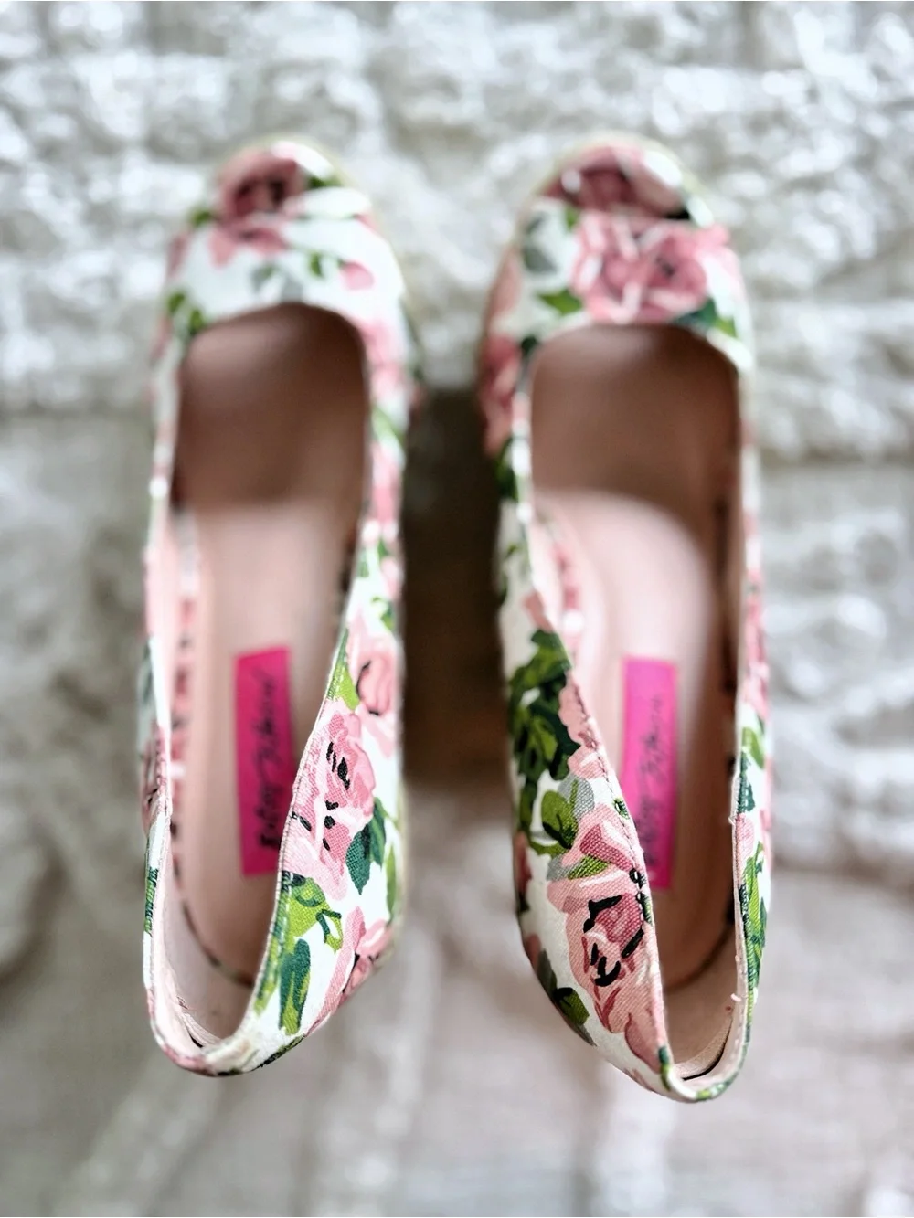 Betsey Johnson Valli Floral Espadrille Wedge Heels Pink Multi Size 7.5