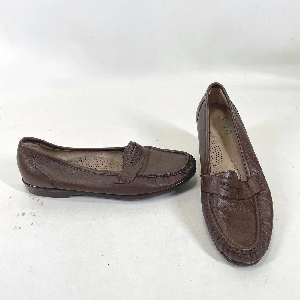 SAS San Antonio Shoemakers Womens 10.5 M Brown Leather Penny Loafers M6116430