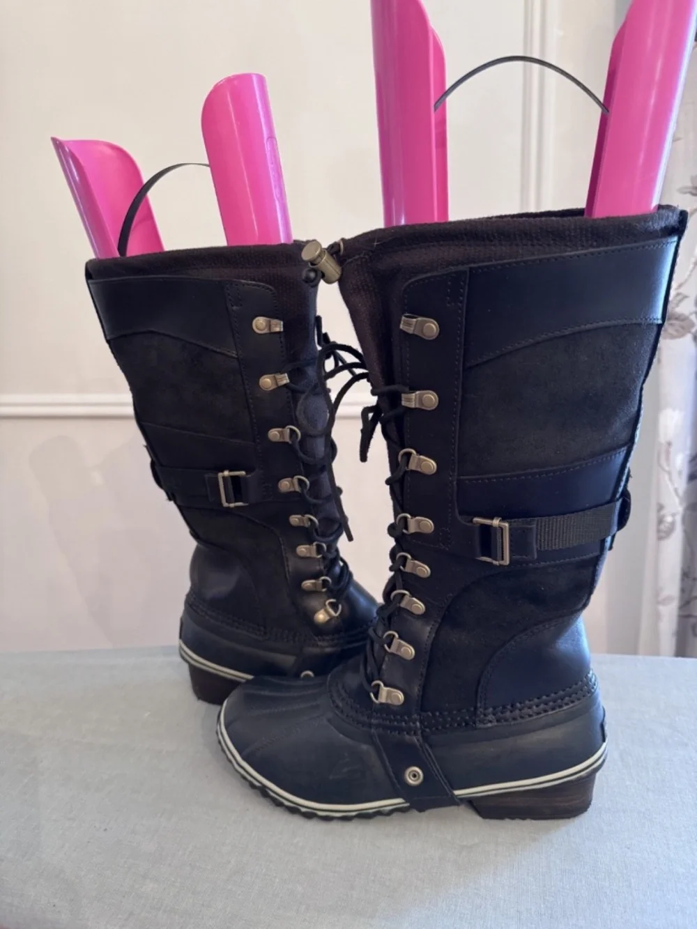 Sorel Conquest Carly Boots NWT Black Lace Up Waterproof US 7.5 Discontinued