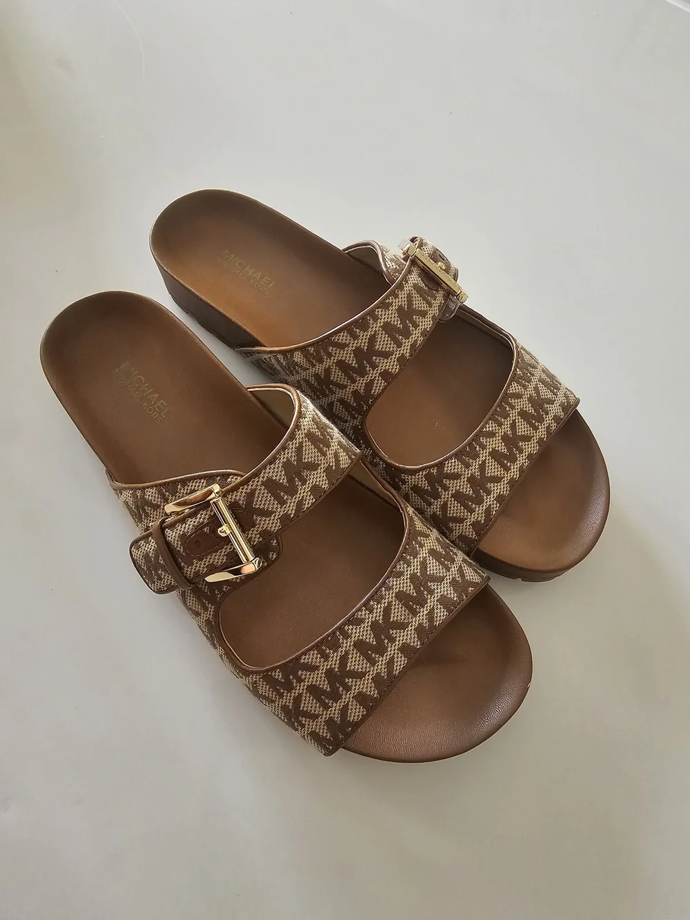 Michael Kors Women's Tan Logo Slide Sandals
