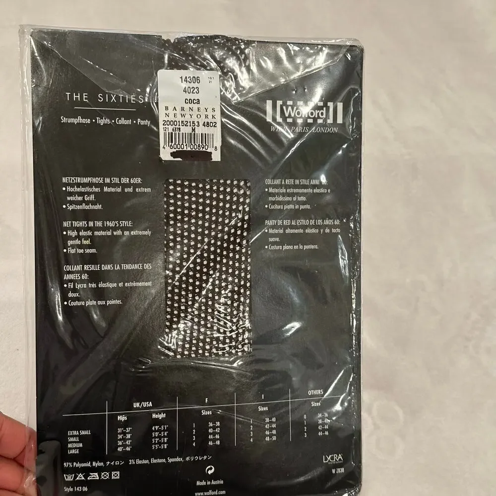 NEW Wolford The Sixties Net Tights sz M Brown Fishnet Tights Medium