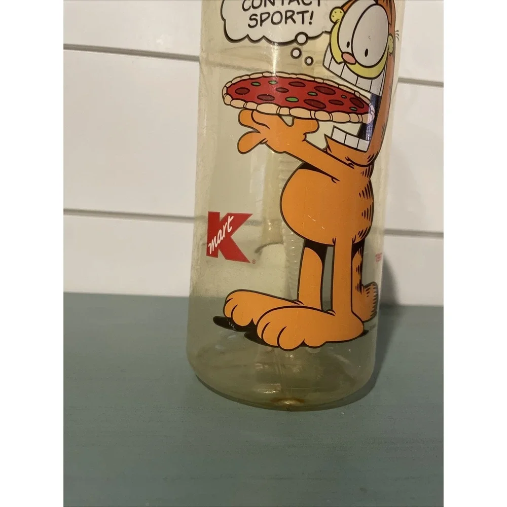 Vintage Garfield Water Bottle Snacking‎ Full Time Sport Straw KMART Exclusive