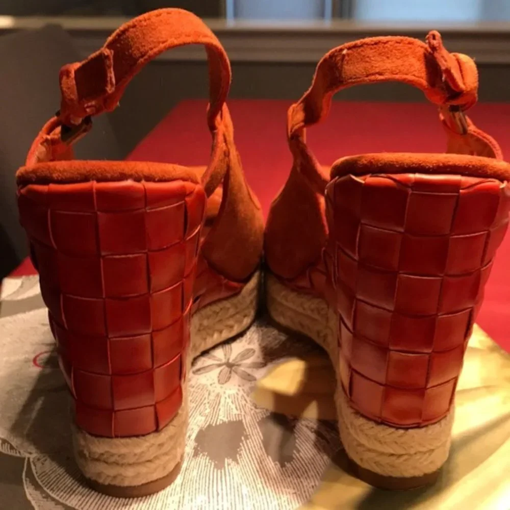 Apepazza Carmela Orange Leather Platforms Size 10