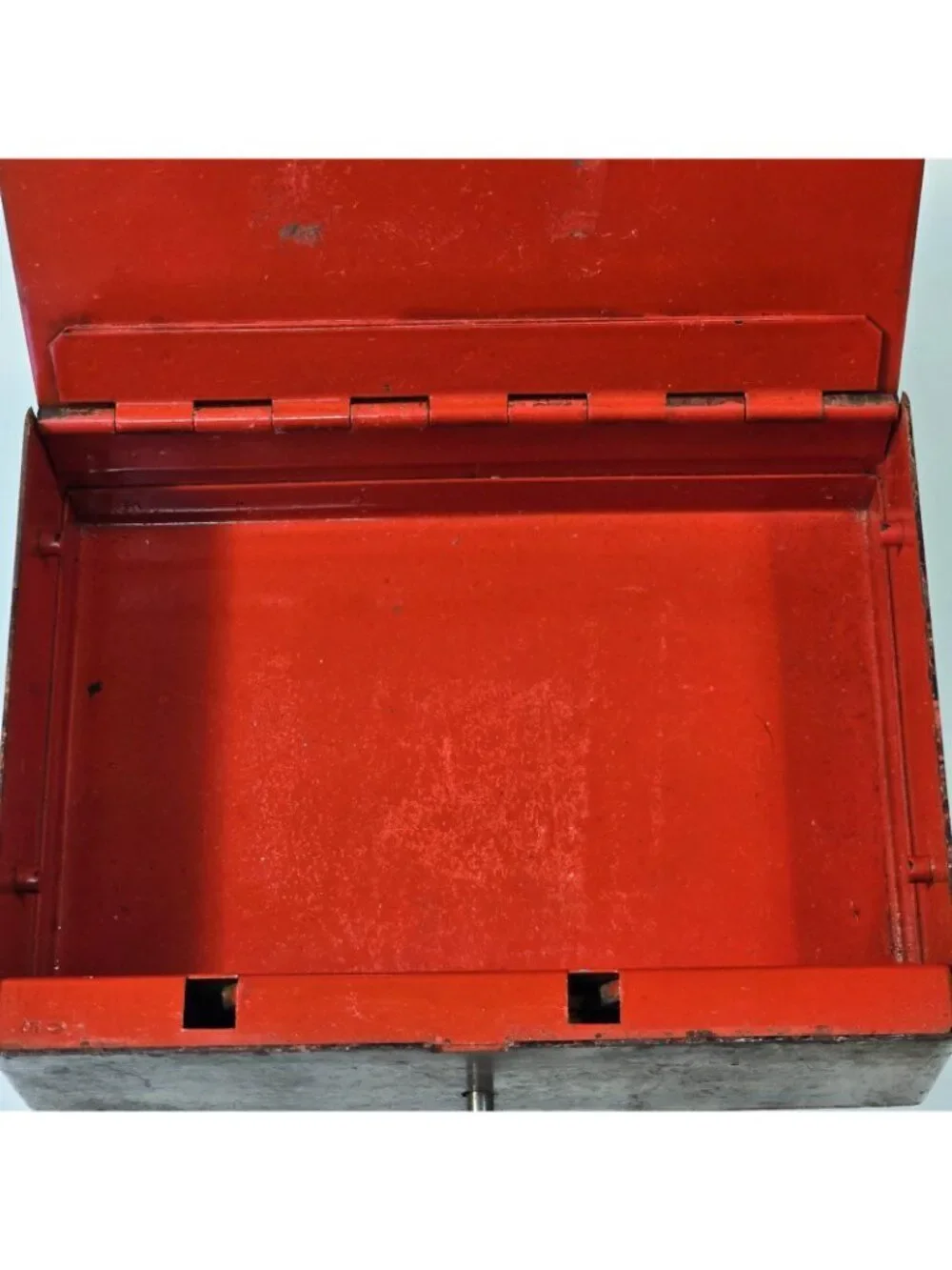 Antique 19th Century Metal Lock Box Safe Deposit Box Heavy Strongbox