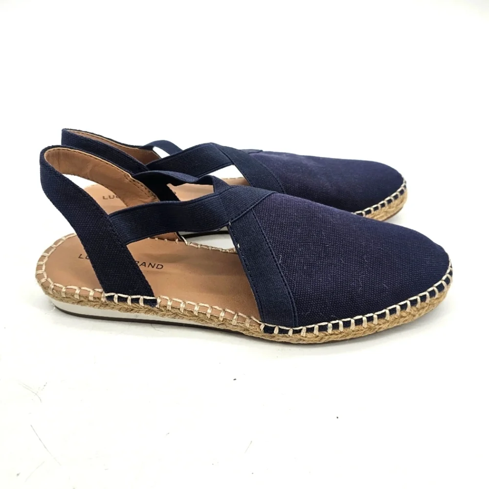 Lucky Brand Navy Canvas Espadrille Slingback Flats