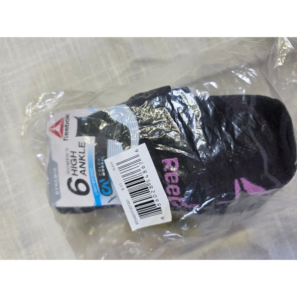 Reebok Womens 6 Pack High Ankle Socks Black Color Morph RDW251FQ01001 Size 4-9