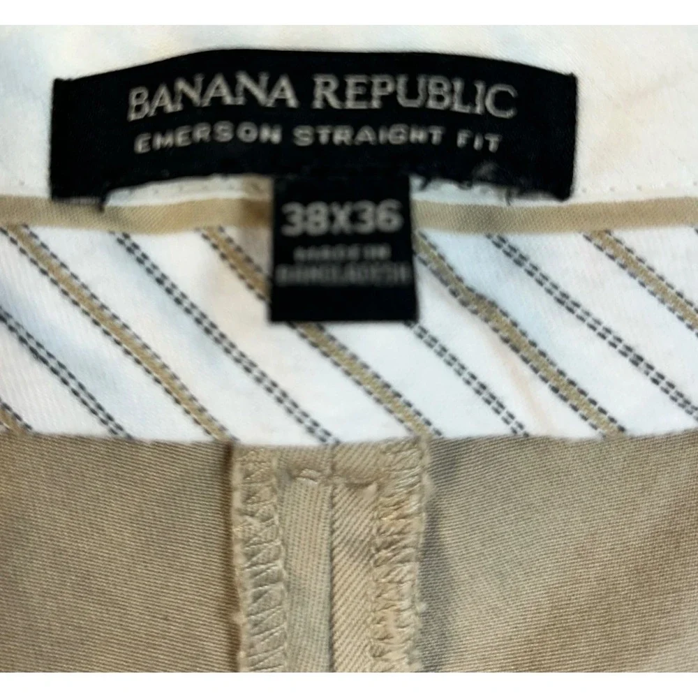 Banana Republic‎ Emerson Straight Fit Chinos Mens 38x33 Tan Khaki Pants