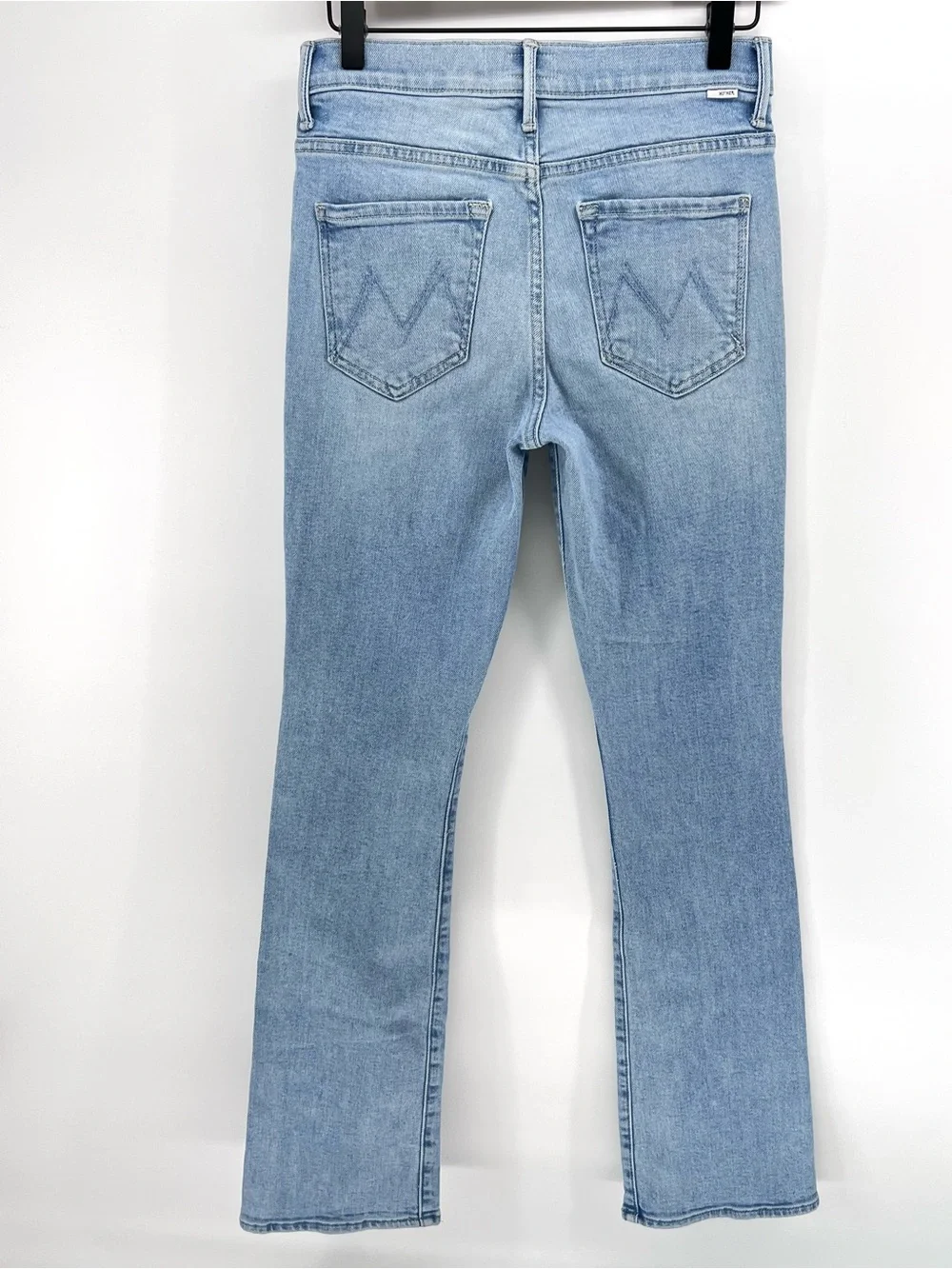 MOTHER The Insider Sneak High-Rise Flare Jeans Sz 26 Lost Art Light Blue Boho