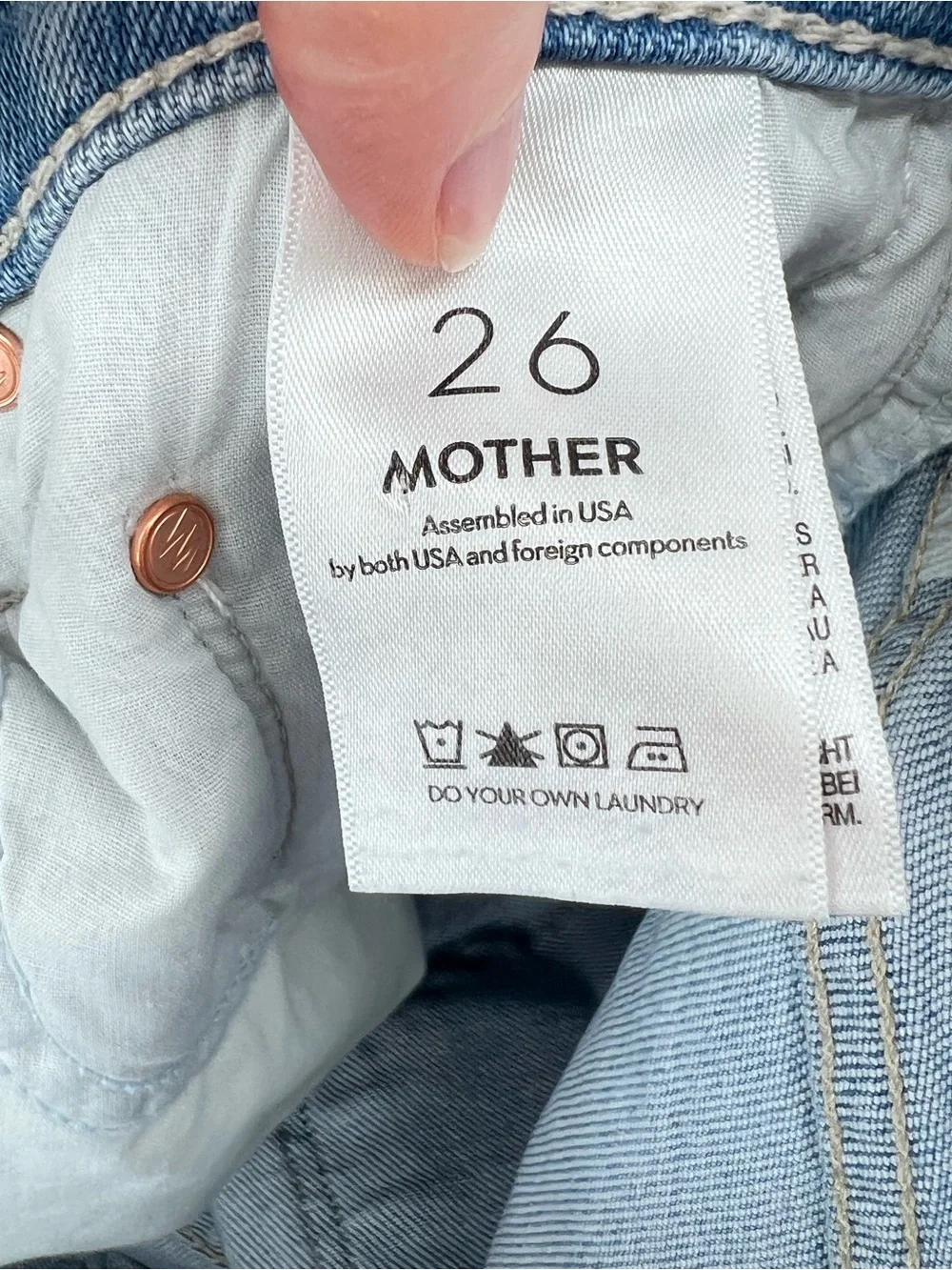 MOTHER The Insider Sneak High-Rise Flare Jeans Sz 26 Lost Art Light Blue Boho