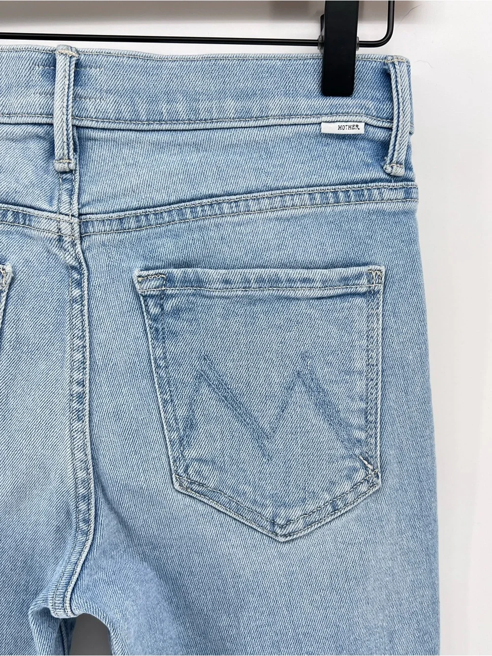 MOTHER The Insider Sneak High-Rise Flare Jeans Sz 26 Lost Art Light Blue Boho
