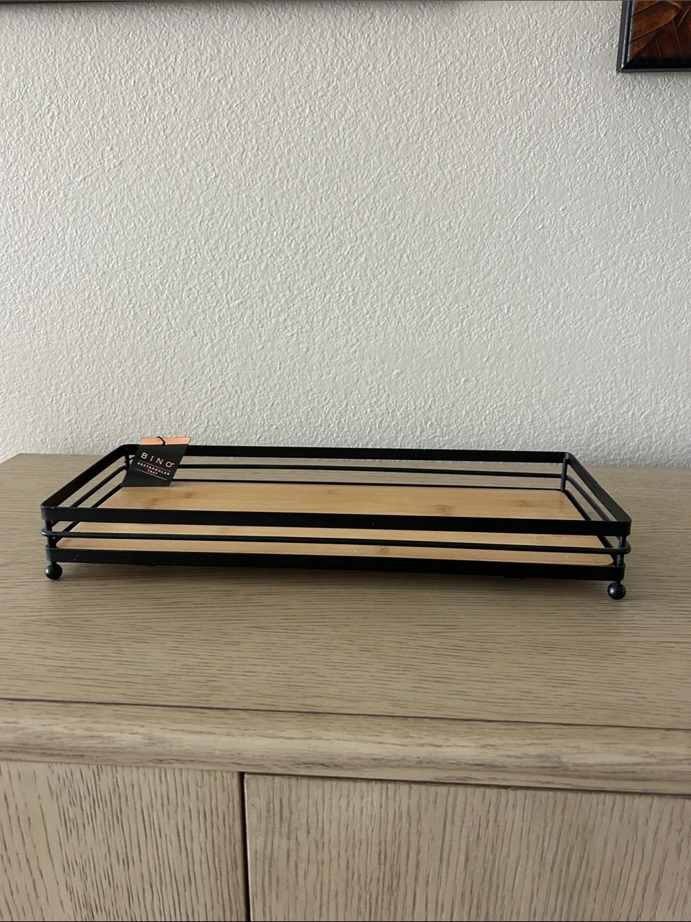 Black & Natural Bamboo Bath Tray