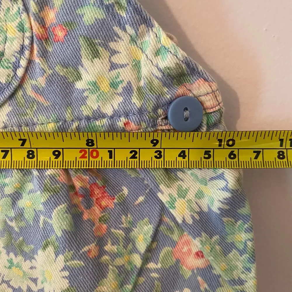 Oshkosh Baby B'gosh Vintage 90s Blue Pink Floral Overall Romper Girls' 3/6 Month