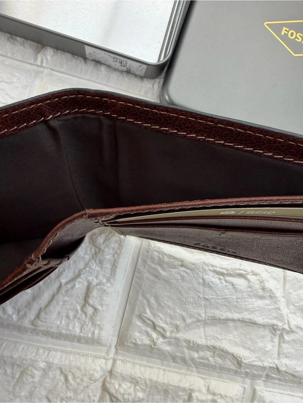 Fossil Allen RFID Traveler Tan Leather Mens Wallet NEW in box