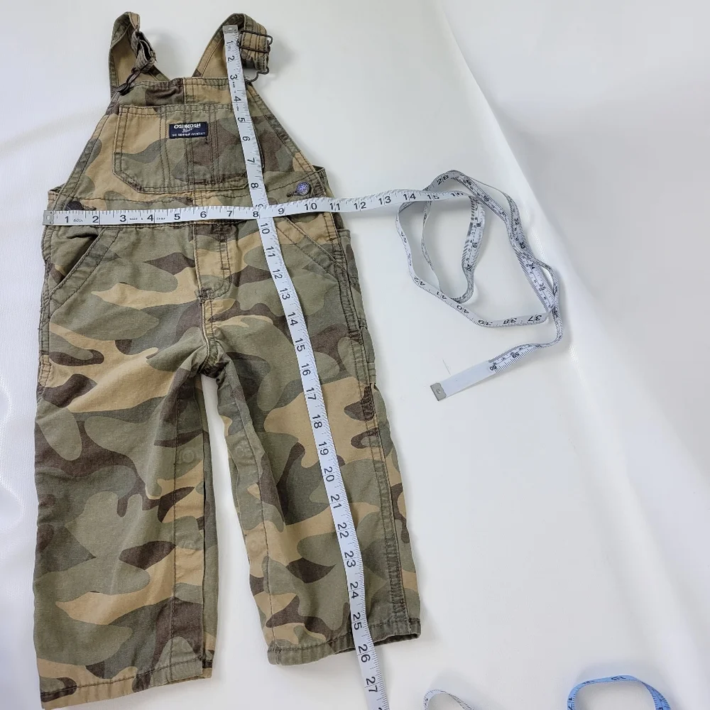 OshKosh Bgosh Camo 100% Cotton Overalls Boys Sz 18m Like New